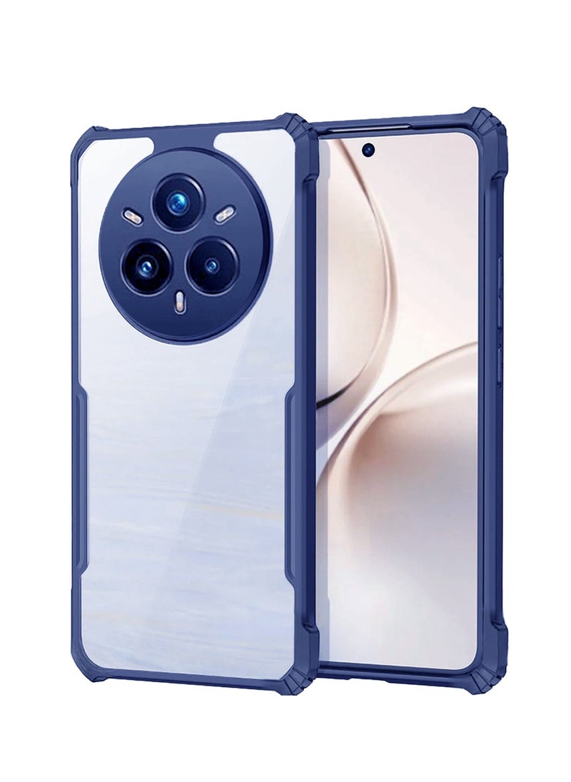 Realme 14 Pro+ / Plus 5G 2025 Hybrid TPU Silicone with Raised Armour Bumpers Slim Case Cover (MCAPSA) - Clear/Navy Blue
