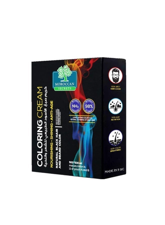 Moroccan Secrets: Natural Black Hair And Beard Coloring Cream 500ml+500ml - Image 1