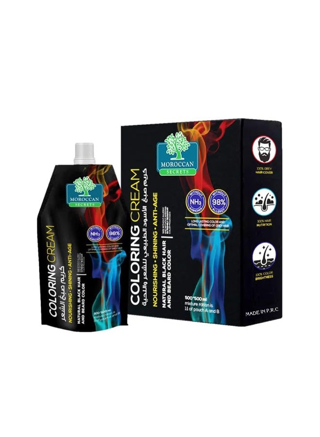 Moroccan Secrets: Natural Black Hair And Beard Coloring Cream 500ml+500ml - Image 3