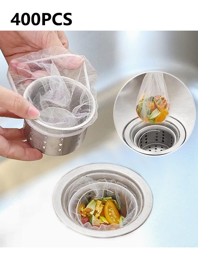 400 PCS Disposable Mesh Sink Strainer Bags, Kitchen Sink Strainer Trash Bag, Kitchen Sink Saver ,Sink Strainer Filter Mesh Bag Anti-Clogging Elastic Filter Bags, Sink Net Strainer Filter Bags for Sink Drain - Image 1