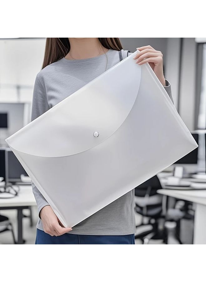 3 قطع أكياس ملفات شفافة من PVC مقاس A3 مع زر إغلاق متينة بوزن 250 جرام لكل متر مربع للمكتب - Image 3