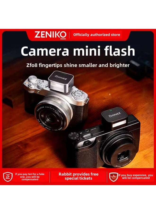 Generic - ZENIKO ZF04 ZF08 Camera Mini Flash For Sony Canon Nikon Fuji Micro Single External Thermal-Light Source Color:Zf08 Mini Flash (built-in Lithium Battery)-obsidian Black - Image 1