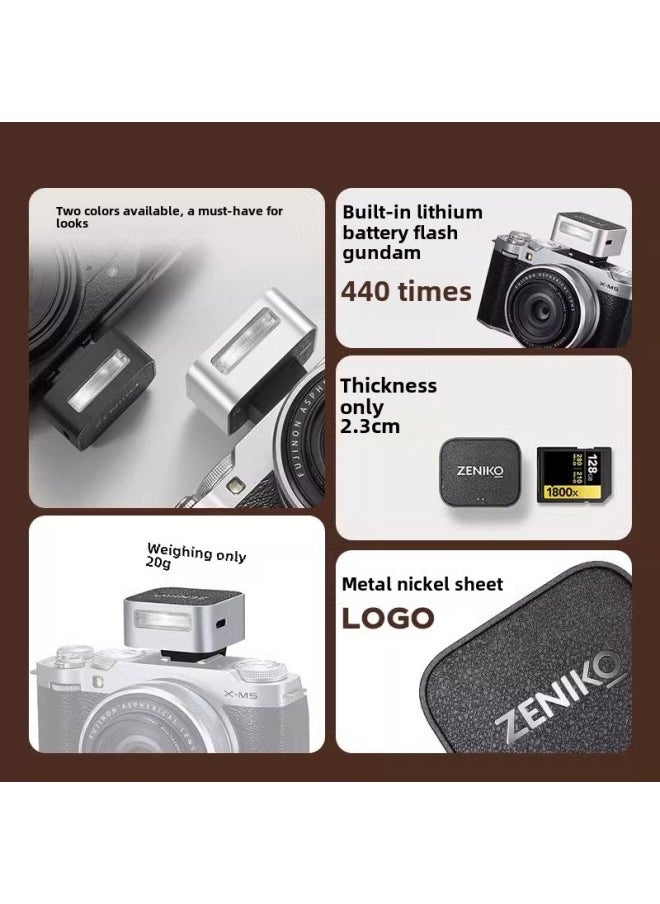 Generic - ZENIKO ZF04 ZF08 Camera Mini Flash For Sony Canon Nikon Fuji Micro Single External Thermal-Light Source Color:Zf08 Mini Flash (built-in Lithium Battery)-obsidian Black - Image 1