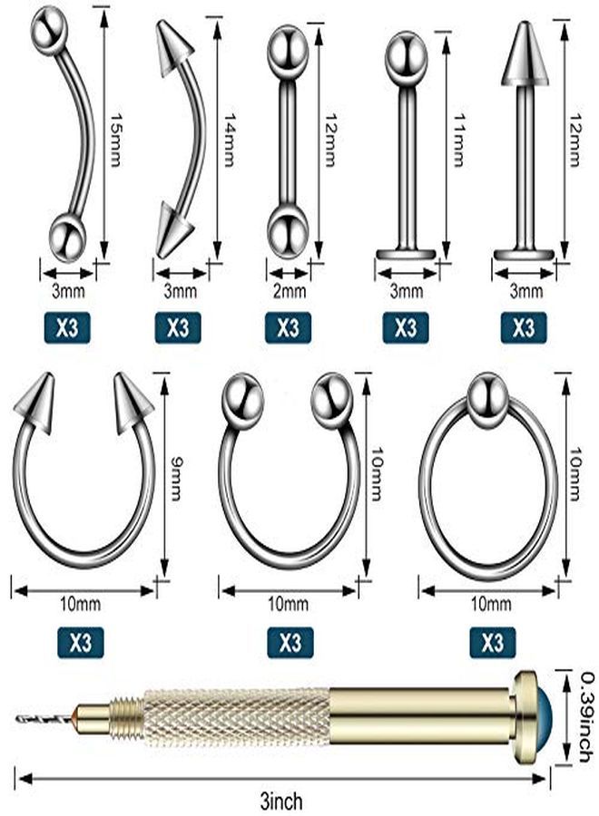 Maitys 25 قطعة من سحر فن الأظافر المتدلي مع أداة ثقب الأظافر، مثقاب يدوي، خواتم مجوهرات الأظافر، سحر الأظافر، مستلزمات فن الأظافر المثقوبة لتزيين الأظافر الأكريليكية (فضي) - Image 2