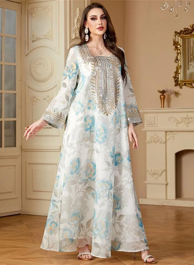 Take Two Women Floral Printed Sequins Embellished Jalabiya