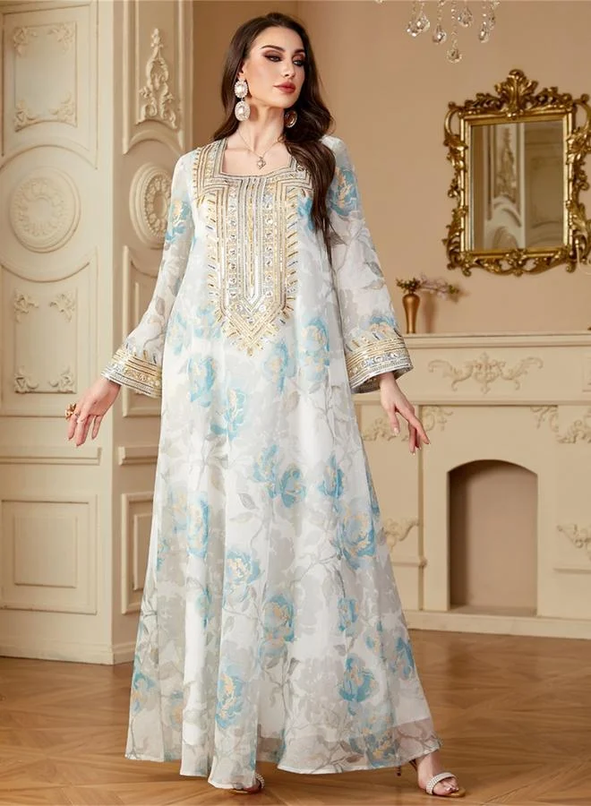 Take Two Women Floral Printed Sequins Embellished Jalabiya