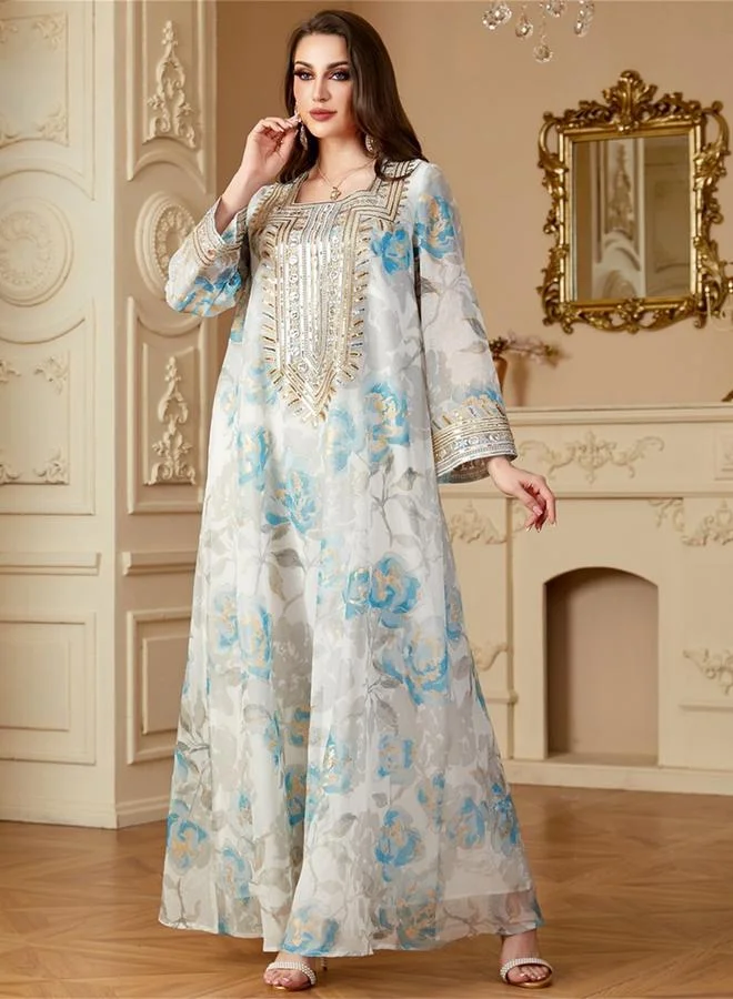 Take Two  Women Floral Printed Sequins Embellished Jalabiya for Women | Best Price UAE