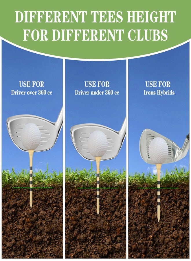 Seticek Natrual Wooden 3-1/4" Golf Tees 100 Pack,Biodegradable Bamboo Golf Tees,More Sturdy and Stable,Natural Color - Image 2
