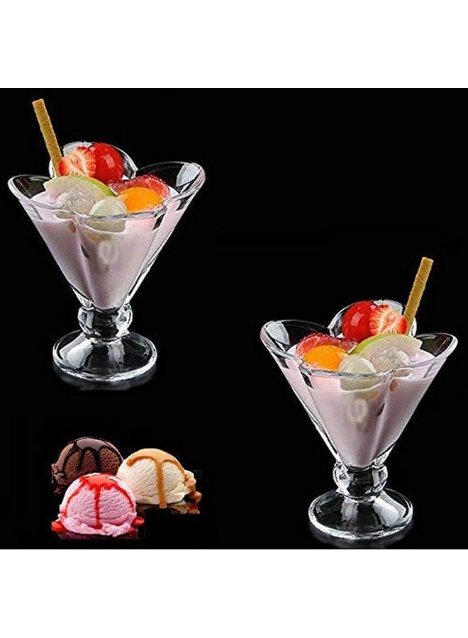 Kosh Crystal Clear Flower Shape Style Dessert Bowl, Ice Cream Bowl Set, Pudding Set, Mock Tails, Cocktails & Fruit Salad Glass Bowl (Set Of 6) - 120 Ml - Image 1
