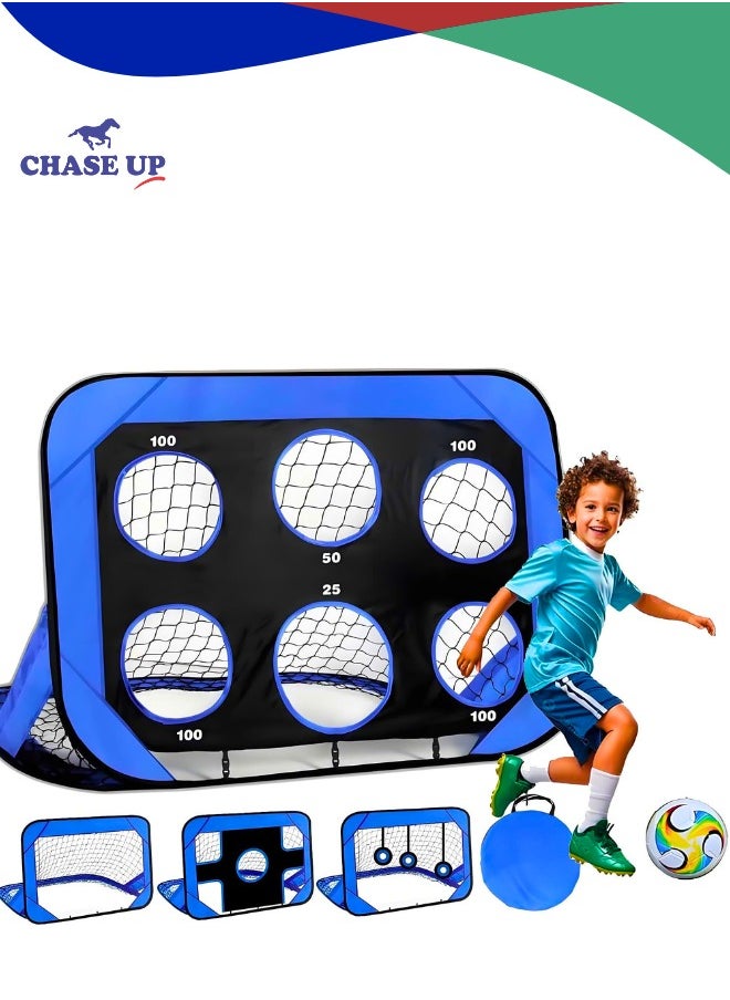 Chase Up 4 Modes Pop Up Soccer Goal for Kids, Blue, Foldable & Portable with Carry Bag, Football Training Equipment for Indoor & Outdoor, Soccer Goal Net  - Image 1