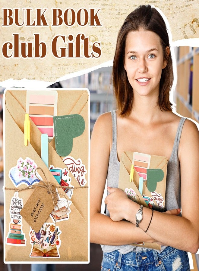 Skyygemm 6 Set Blind Date with a Book Gift Box Supplies Excluding Books Bulk Leather Bookmarks Stickers Kraft Tags Pens Wrapping Papers Bookish Readers Galentines Valentine Book Lovers Club Gifts for Women Men - Image 2