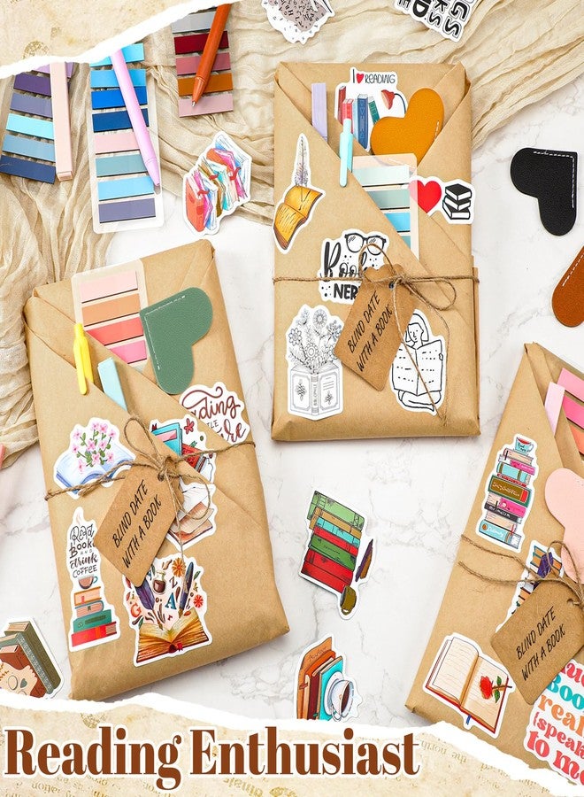Skyygemm 6 Set Blind Date with a Book Gift Box Supplies Excluding Books Bulk Leather Bookmarks Stickers Kraft Tags Pens Wrapping Papers Bookish Readers Galentines Valentine Book Lovers Club Gifts for Women Men - Image 3