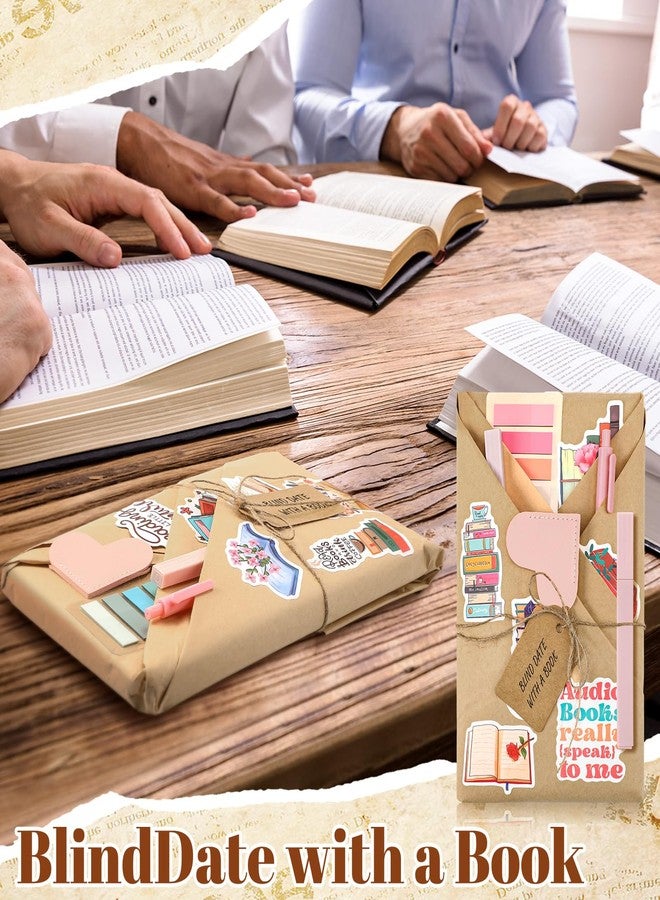 Skyygemm 6 Set Blind Date with a Book Gift Box Supplies Excluding Books Bulk Leather Bookmarks Stickers Kraft Tags Pens Wrapping Papers Bookish Readers Galentines Valentine Book Lovers Club Gifts for Women Men - Image 4