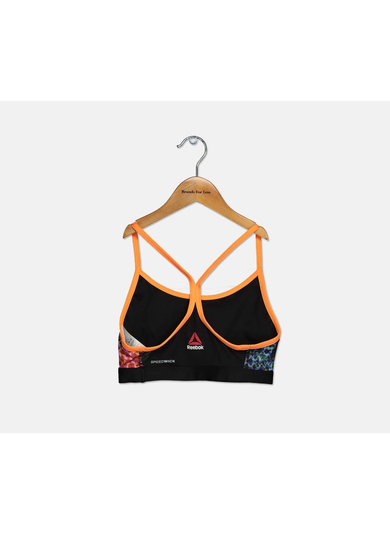 Reebok Women One Series Allover Printed Strappy Bra, Coal  - Image 2