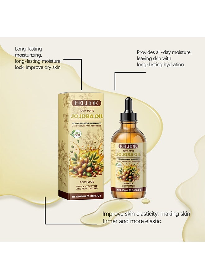 إيلهو زيت الجوجوبا النقي 100٪ معصور على البارد ، زيت الجوجوبا الطبيعي النقي 100٪ نباتي للبشرة والأظافر واليد والجسم والوجه ، ترطيب الوجه النسائي وتفتيحه والعناية بالشد ، زيت فيتامين سي - 100 مل - Image 4