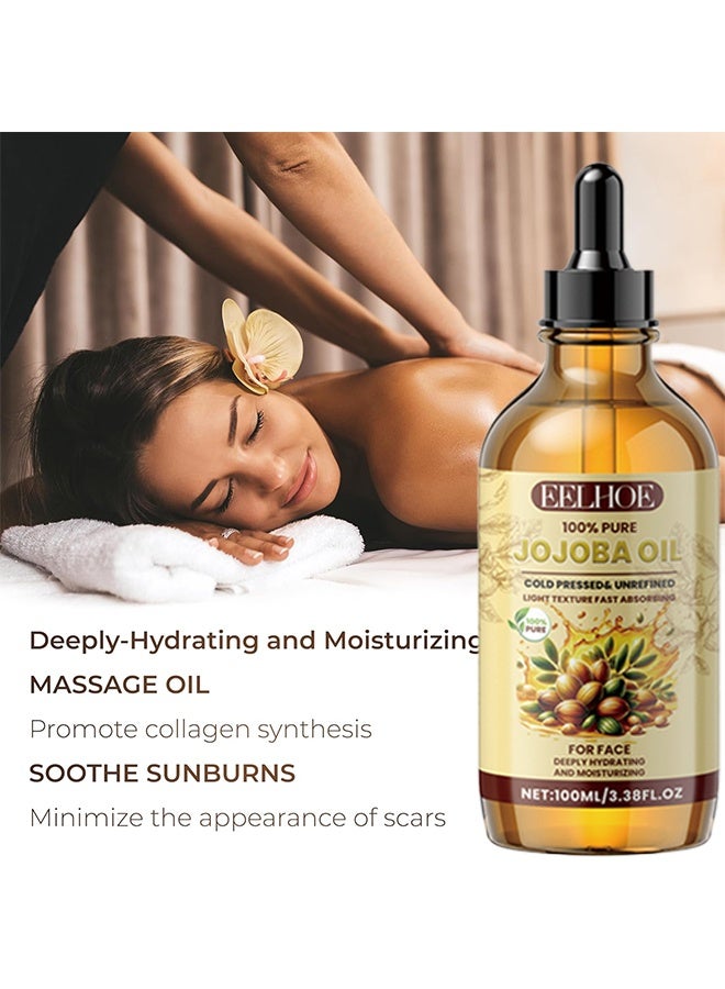 إيلهو زيت الجوجوبا النقي 100٪ معصور على البارد ، زيت الجوجوبا الطبيعي النقي 100٪ نباتي للبشرة والأظافر واليد والجسم والوجه ، ترطيب الوجه النسائي وتفتيحه والعناية بالشد ، زيت فيتامين سي - 100 مل - Image 5