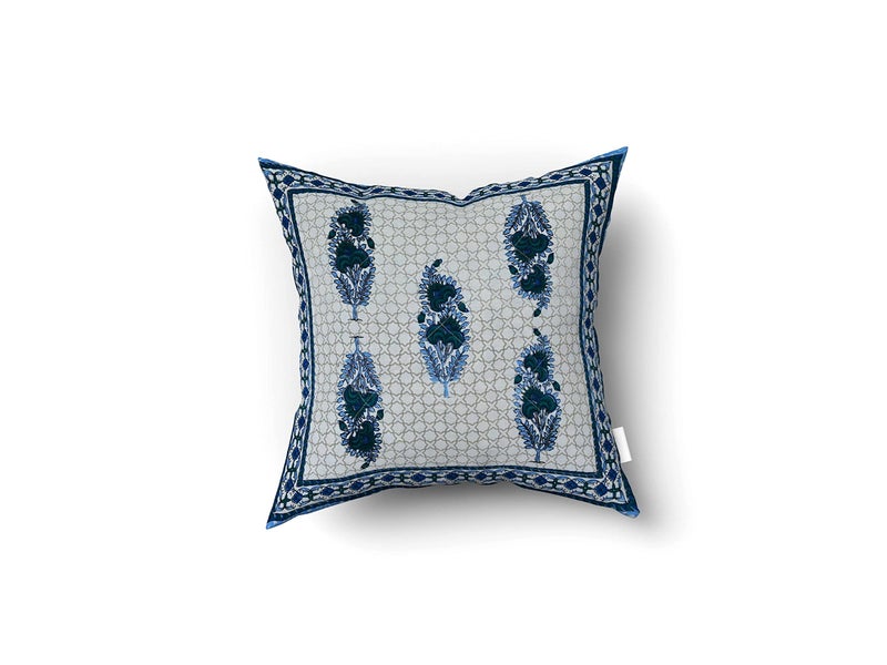 Blizz Mont | Ethnic Motif Printed Cushion Cover | Pure Cotton | Size- 16 x 16 inches- Set of 5- (BM1024-BLUE-BU)-C1 - Image 2