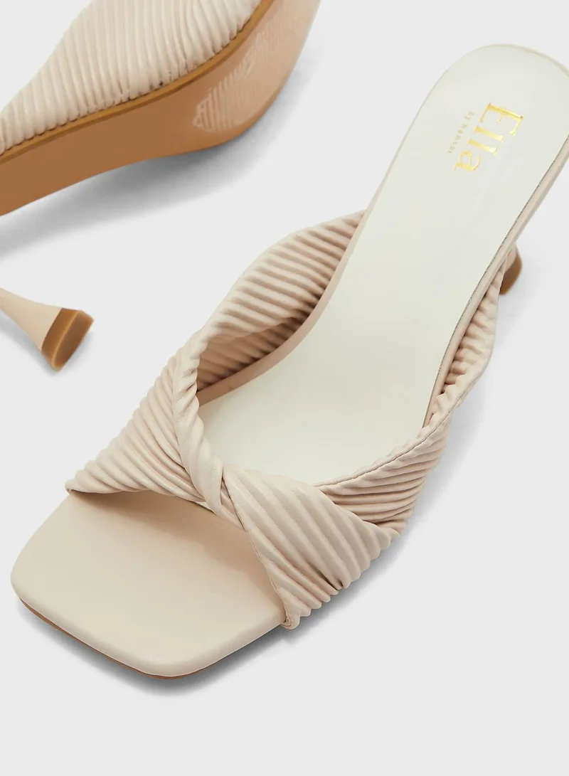 ELLA Pleated Twist Front Mule Sandal