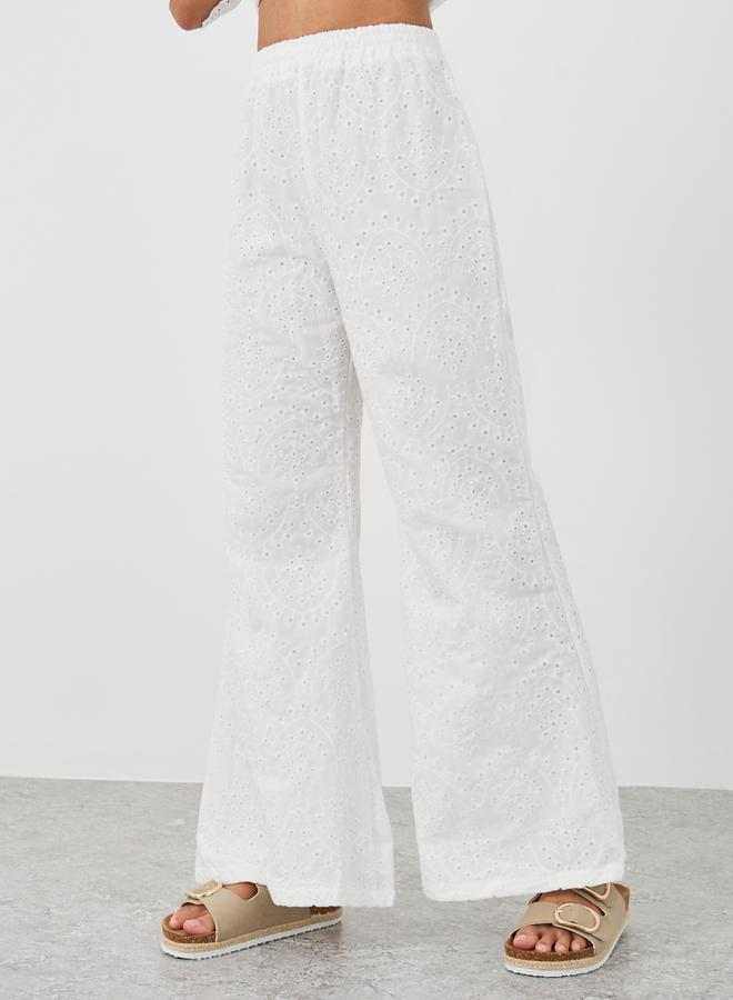 Styli Styli Schiffli Belted Shirt and Flared Pants Co-Ords  - Image 4