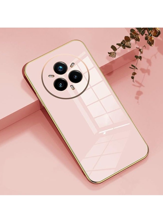 QIRG غطاء متوافق مع Realme 14 Pro، قشرة ناعمة مطلية بالذهب، وردي رقيق وناعم مقاوم للصدمات حماية كاملة لغطاء Realme 14 Pro (وردي) - Image 3