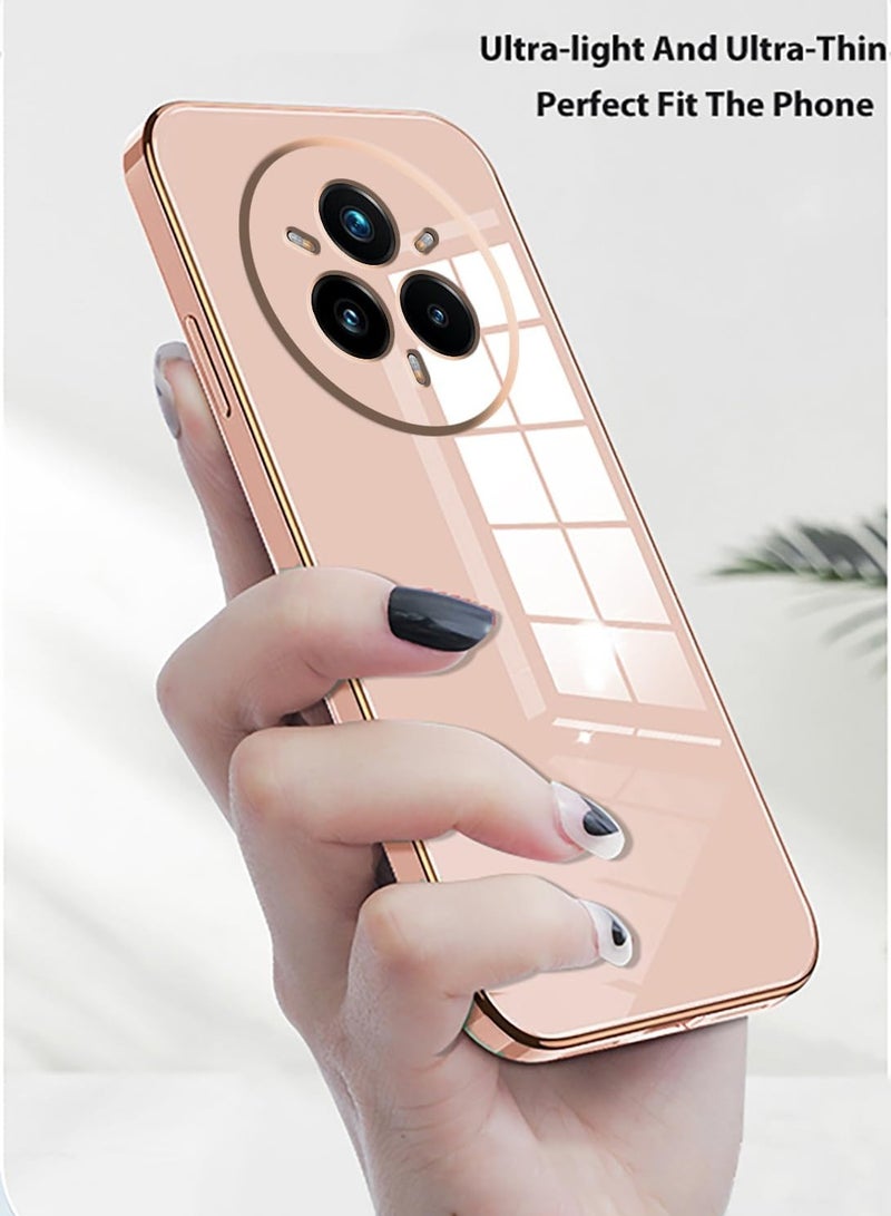 QIRG غطاء متوافق مع Realme 14 Pro، قشرة ناعمة مطلية بالذهب، وردي رقيق وناعم مقاوم للصدمات حماية كاملة لغطاء Realme 14 Pro (وردي) - Image 5