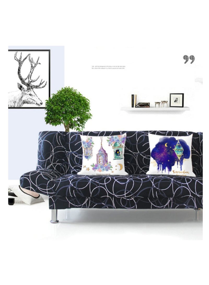 Excefore أغطية وسائد مربعة، نمط فوانيس رمضان، غطاء وسادة لأريكة الحديقة، التراس، Decoration عيد مبارك لمقعد المنزل وسرير الوسائد الزخرفية - مجموعة من 4 (بدون حشوات) - Image 4