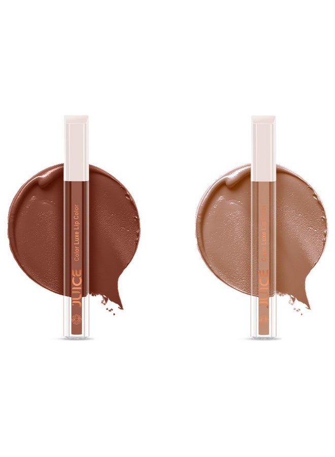 JUICE Matte Luxe Lipstick - Vitamin E Enriched, Smudge-Free With Bio Retinol, Moisturizing Lock Technology, Spf 15, Long-Lasting Pack Of 2 (Alluring Nude - M11 & Bare All Nude - M18) - Image 1