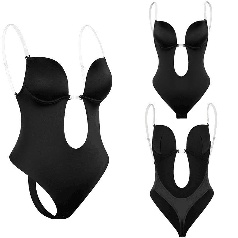 Deep V Shapewear Bodysuit with Tummy Control and Invisible Straps - Image 1