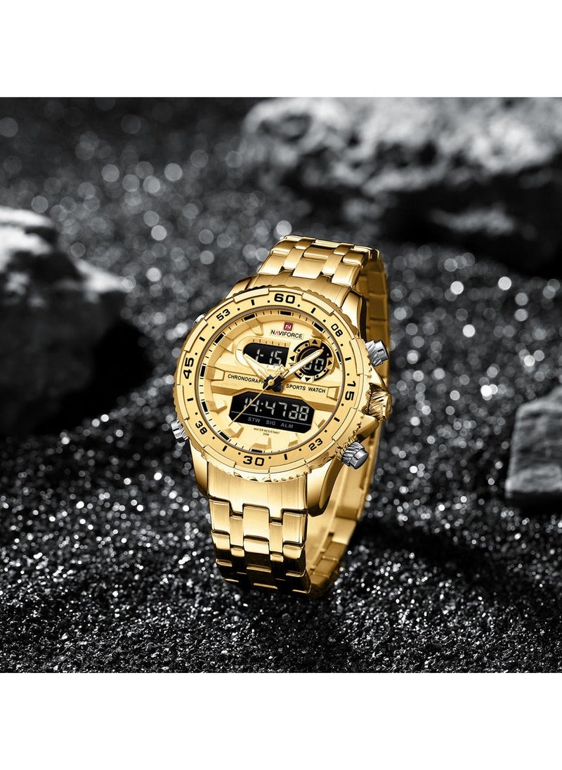 NAVIFORCE Stylish Stainless Steel Analog Digital Sports Watch for Men with Chronograph Dual Display Water Resistant Durable Bracelet Multi-Function Timepiece for Casual and Business Wear  - Image 3