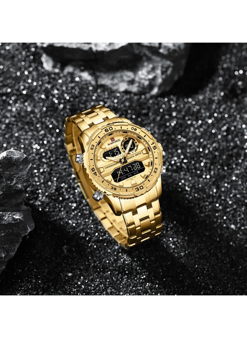 NAVIFORCE Stylish Stainless Steel Analog Digital Sports Watch for Men with Chronograph Dual Display Water Resistant Durable Bracelet Multi-Function Timepiece for Casual and Business Wear  - Image 4