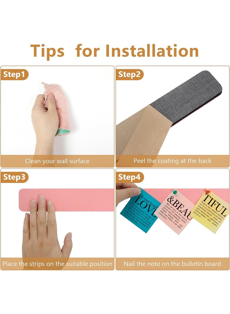 Little gorilla 5 Pack Bulletin Board Strips, Felt Pin Board Bar with 35 Push Pins Self-Adhesive Felt Bulletin Board for Office School Home Wall Decoration, for Organize Memo, Photos, Display（Light Pink） - Image 3
