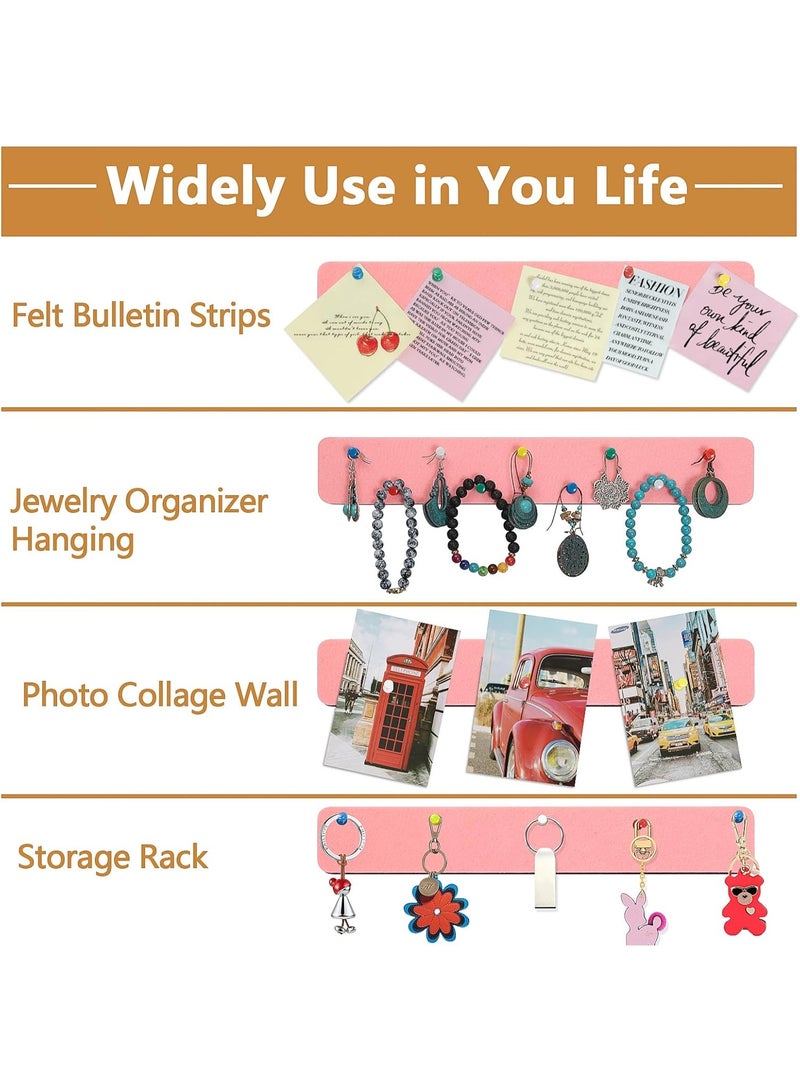 Little gorilla 5 Pack Bulletin Board Strips, Felt Pin Board Bar with 35 Push Pins Self-Adhesive Felt Bulletin Board for Office School Home Wall Decoration, for Organize Memo, Photos, Display（Light Pink） - Image 4