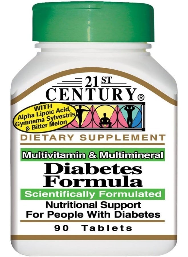 21st Century صيغة دعم مرضى السكري من القرن 21 - 90 قرص - صحة سكر الدم، العناصر الغذائية الأساسية، 90 حبة - Image 3