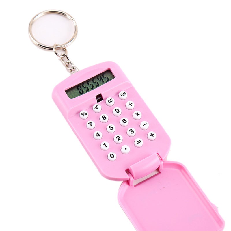 Basic Calculator: 8 Digits Display Portable Lightweight Mini Electronic Calculator - Sensitive Press Key With Keychain for Children Students Friends - Image 2