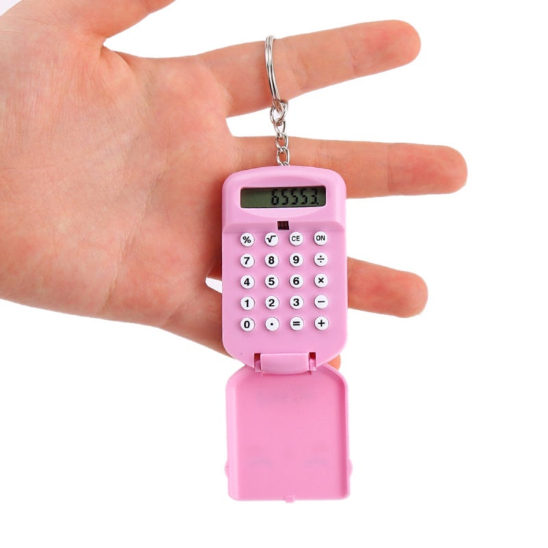 Basic Calculator: 8 Digits Display Portable Lightweight Mini Electronic Calculator - Sensitive Press Key With Keychain for Children Students Friends - Image 3