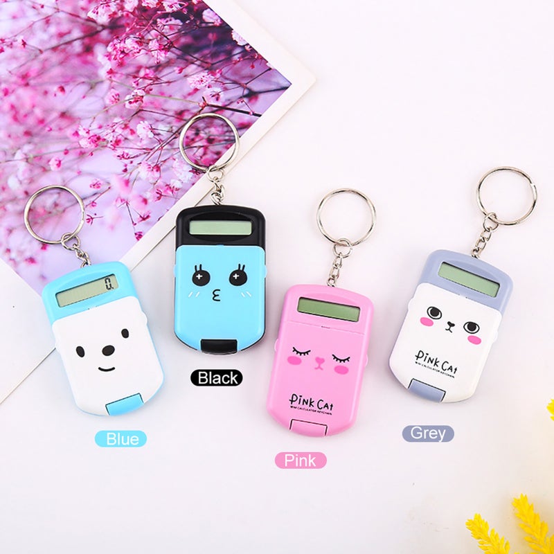 Basic Calculator: 8 Digits Display Portable Lightweight Mini Electronic Calculator - Sensitive Press Key With Keychain for Children Students Friends - Image 4