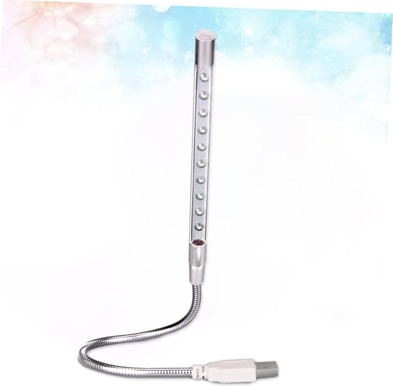 مصباح رقبة LED بمنفذ USB قابل لتعديل السطوع باللون الفضي للاستخدام على المكتب وأجهزة الكمبيوتر المحمولة وبجانب السرير - Image 5