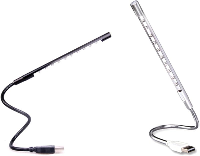 مصباح رقبة LED بمنفذ USB قابل لتعديل السطوع باللون الفضي للاستخدام على المكتب وأجهزة الكمبيوتر المحمولة وبجانب السرير - Image 3