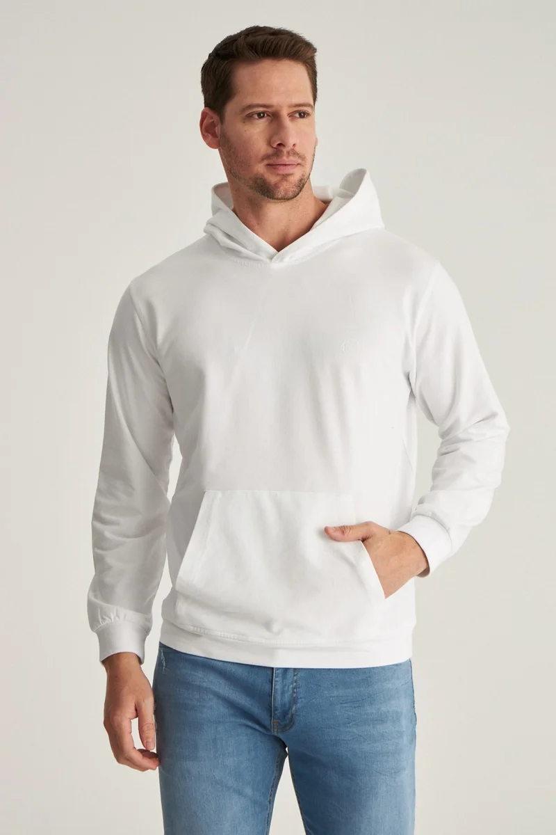 D'S DAMAT Relaxed Fit White Cotton Logo Printed Sweatshirt 8HCE2ORT01001