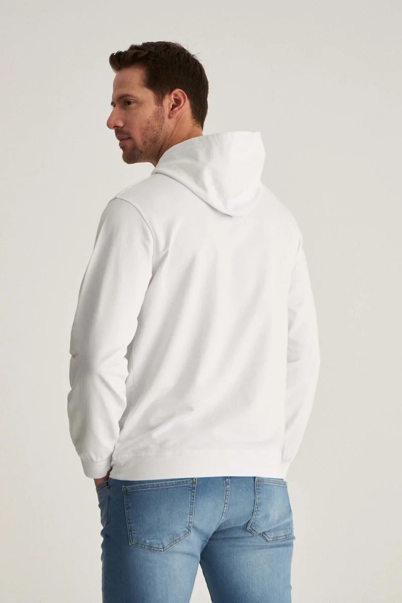 D'S DAMAT Relaxed Fit White Cotton Logo Printed Sweatshirt 8HCE2ORT01001