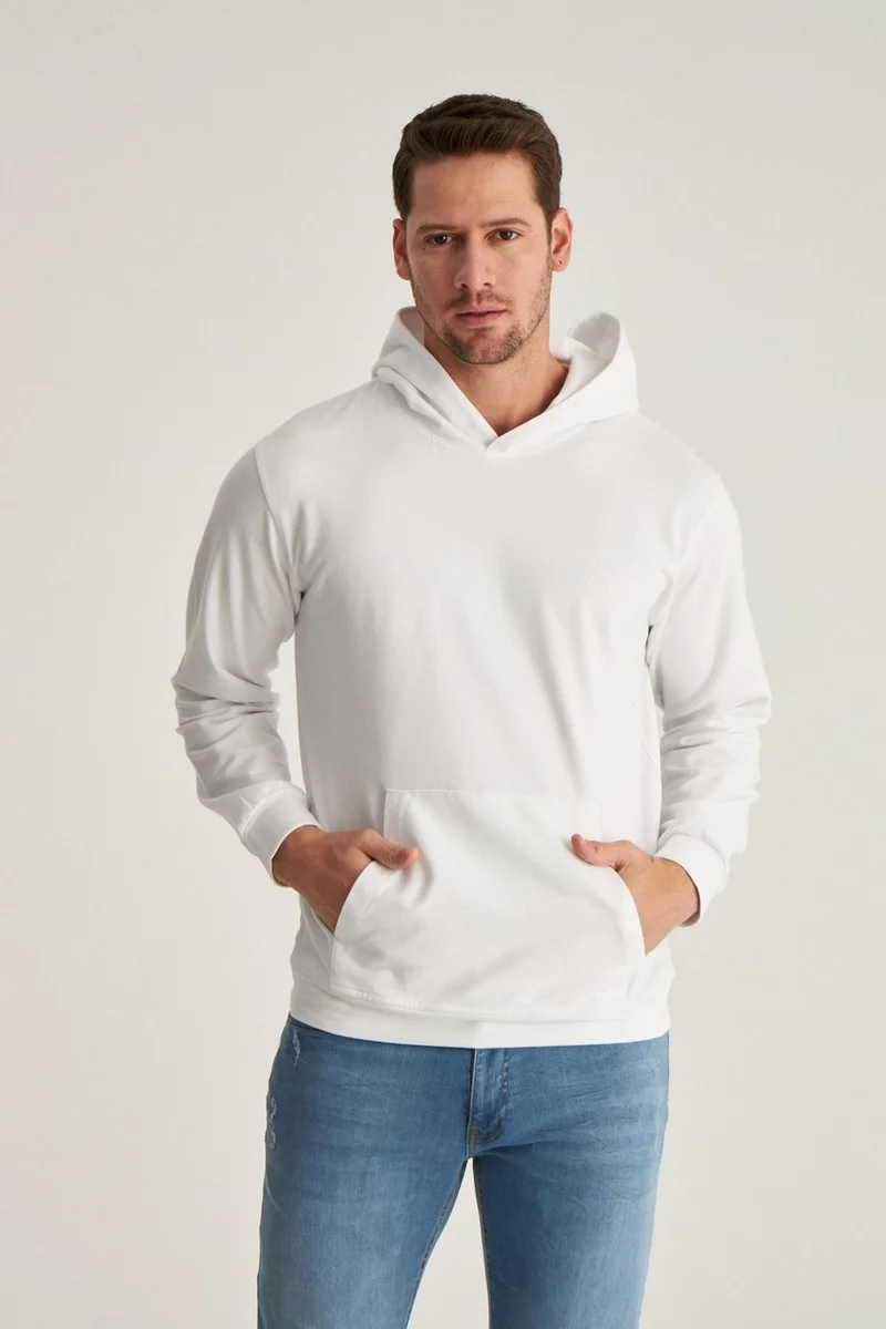 D'S DAMAT Relaxed Fit White Cotton Logo Printed Sweatshirt 8HCE2ORT01001