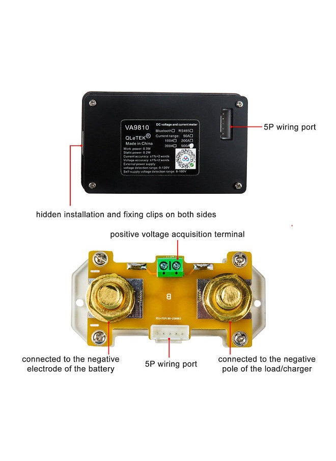 Generic 2.4inch Color LCD Screen Coulometer Voltage Current Capacity Meter Electric Car RV Battery Coulometers Bidirectional Current Detection  - Image 2