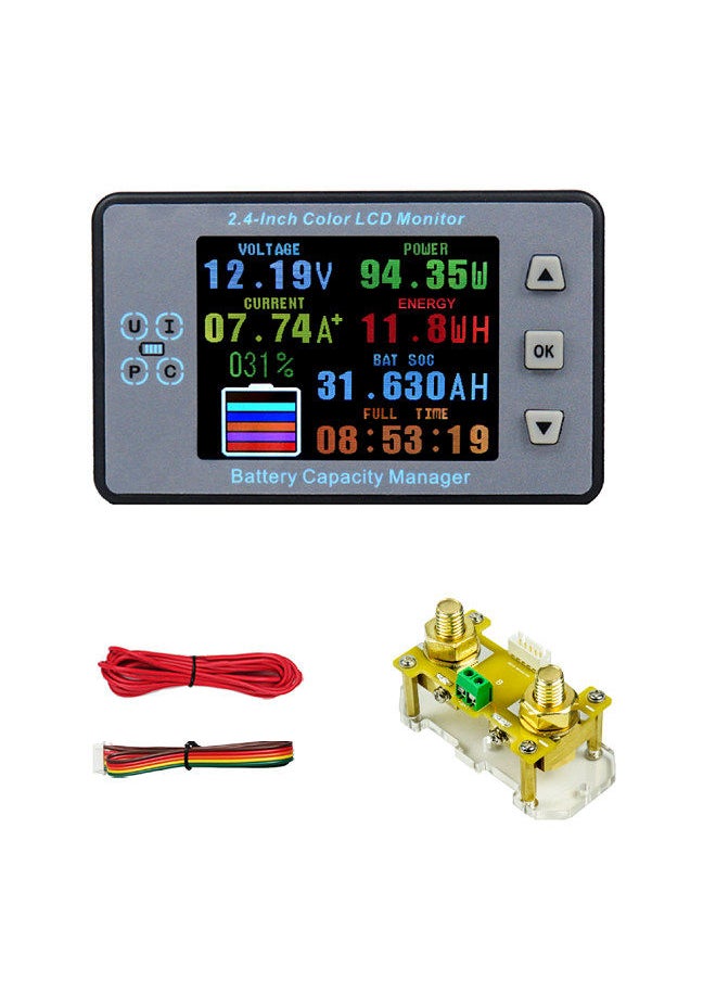 Generic 2.4inch Color LCD Screen Coulometer Voltage Current Capacity Meter Electric Car RV Battery Coulometers Bidirectional Current Detection  - Image 1