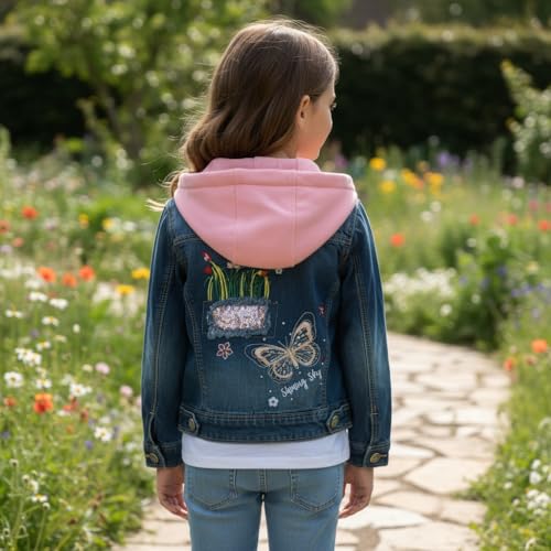 Peacolate 2-11Y Little&Big Girls Sequin Outerwear Embroidery Denim Jacket(Butterfly,4-5y) - Image 3