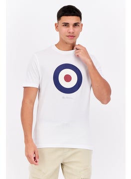 Men Crew Neck Short Sleeve Brand Logo T-Shirt, White