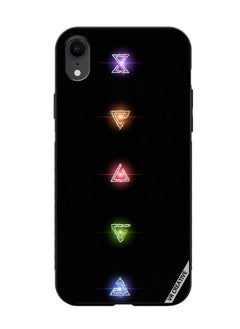 Protective Case Cover For Apple iPhone XR Neon Lights Diamond Shapes Design Multicolour
