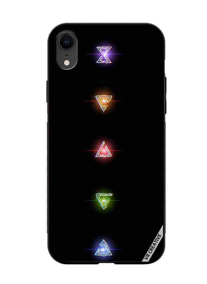 VR CREATIVE - Protective Case Cover For Apple iPhone XR Neon Lights Diamond Shapes Design Multicolour - Image 1