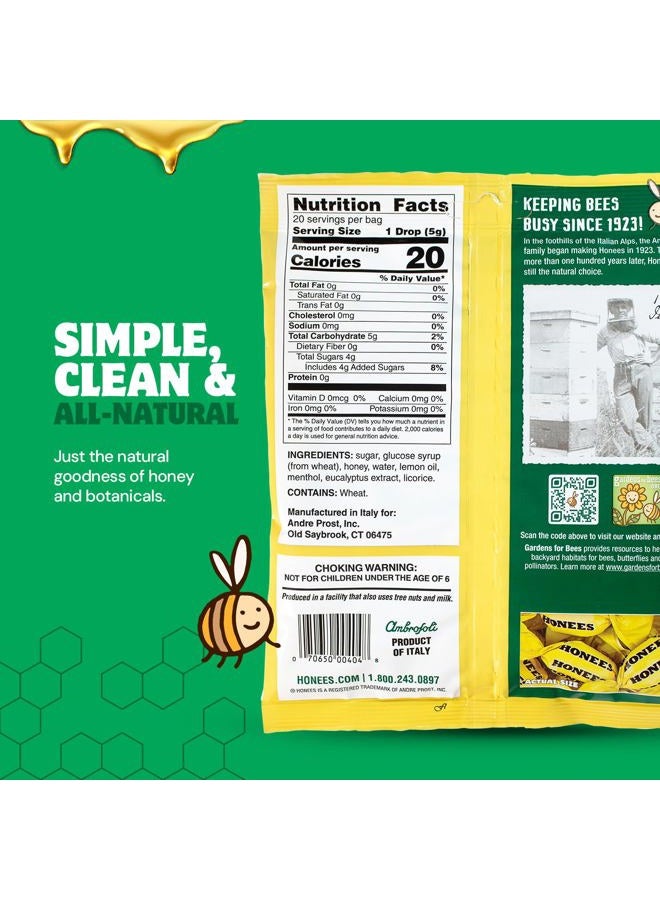 Honees Filled Honey Lemon Cough Drops- Filled with Honey, Menthol, Lemon and Eucalyptus - Nothing Artificial -Natural Sore Throat Lozenges- Non-GMO, Gluten Free (12 Pack – 240 Drops) - Image 4