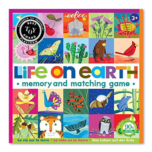 eeBoo Memory and Matching Game Life on Earth 24 Pairs Develops Recognition Concentration Memory Vocabulary Skills Age 3 - Image 5