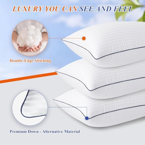 9villa Hotel Collection Fiber Pillows for Sleeping Soft, Cooling, Luxury Microfiiber Pillow for Neck Pain Relief Suitable, Stomach or Side Sleepers (Standard Size, 27x17 Inches) Set of 4 - Image 4